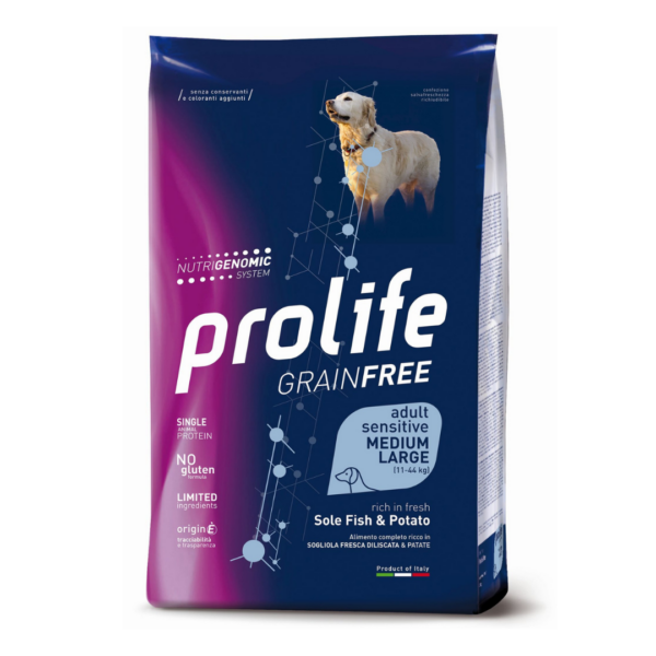 Prolife Grain Free Dog Adult Sensitive Medium&Large Pesce e Patate - 2,5 kg