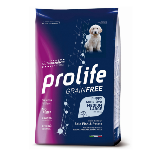 Prolife Grain Free Dog Puppy Sensitive Medium&Large Pesce e Patate - 2,5 kg