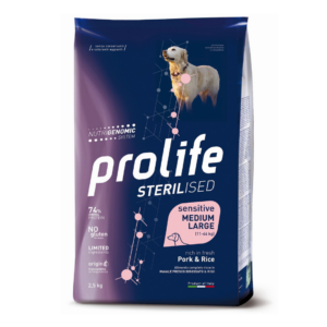 Prolife Sterilised Dog Sensitive Medium&Large Maiale e Riso - 2,5 kg