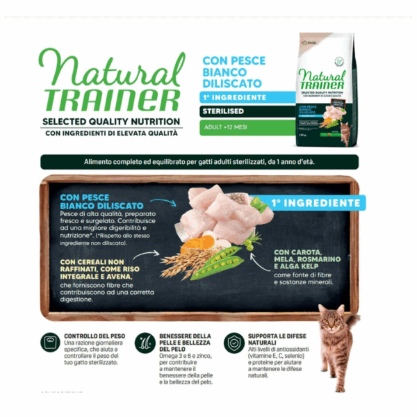Natural Trainer SQN Cat Adult Sterilised Pesce Bianco - 1,25 kg - immagine 3