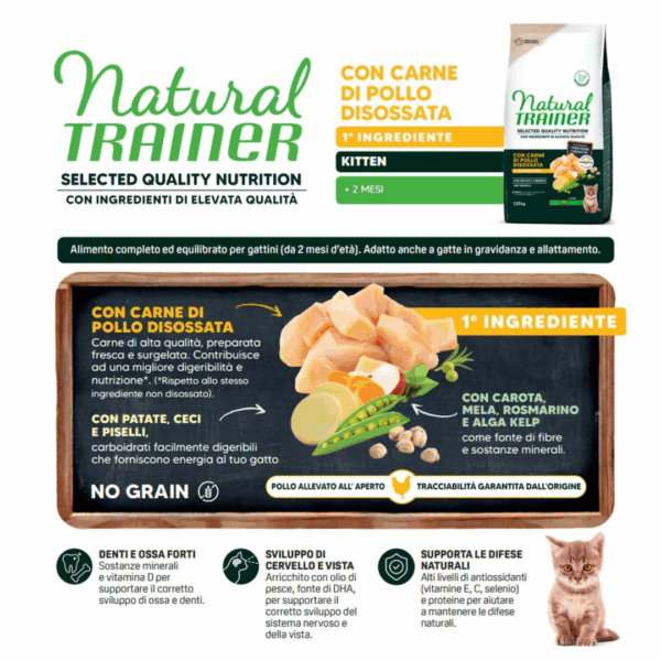 Natural Trainer SQN Cat Kitten No Grain Pollo - 1,25 kg - immagine 3