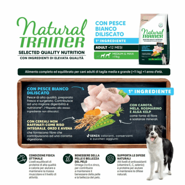 Natural Trainer SQN Dog Adult Medium&Maxi Pesce Bianco - 2,5 kg - immagine 3