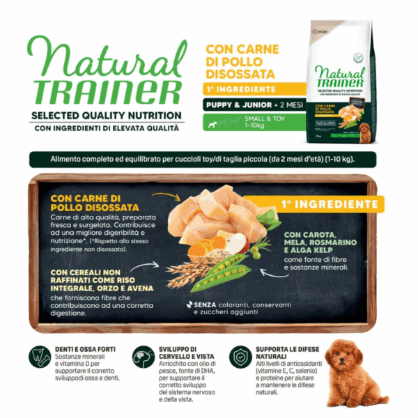 Natural Trainer SQN Dog Puppy&Junior Small&Toy Pollo - 1,5 kg - immagine 3