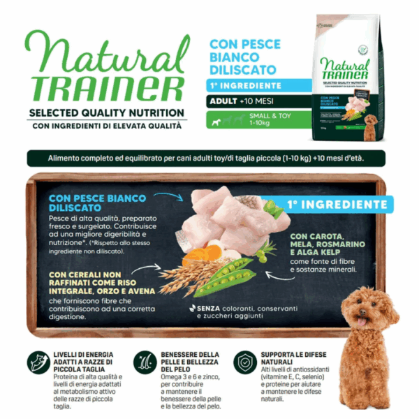 Natural Trainer SQN Dog Adult Small&Toy Pesce Bianco - 1,5 kg - immagine 3