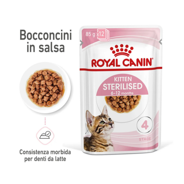 Royal Canin Cat Kitten Sterilised Bocconcini in Salsa - 12X85 g - immagine 3