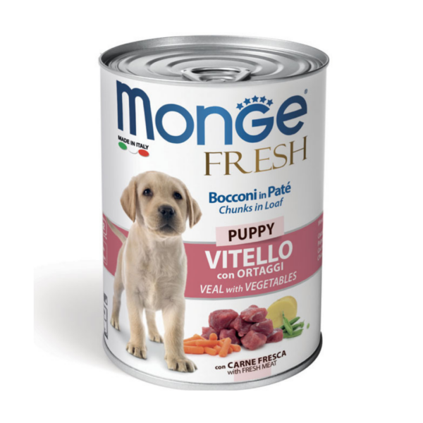 Monge Fresh Dog Puppy&Junior Bocconi in Paté Vitello con Ortaggi - 400 g