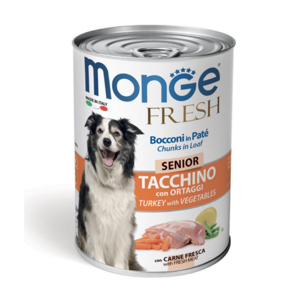 Monge Fresh Dog Senior Bocconi in Paté Tacchino - 400 g
