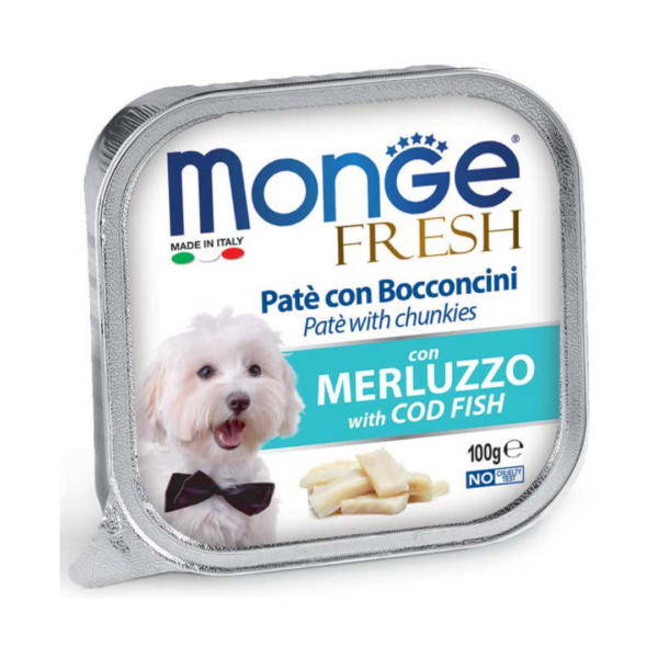 Monge Fresh Dog Paté con Bocconcini Merluzzo - 100 g