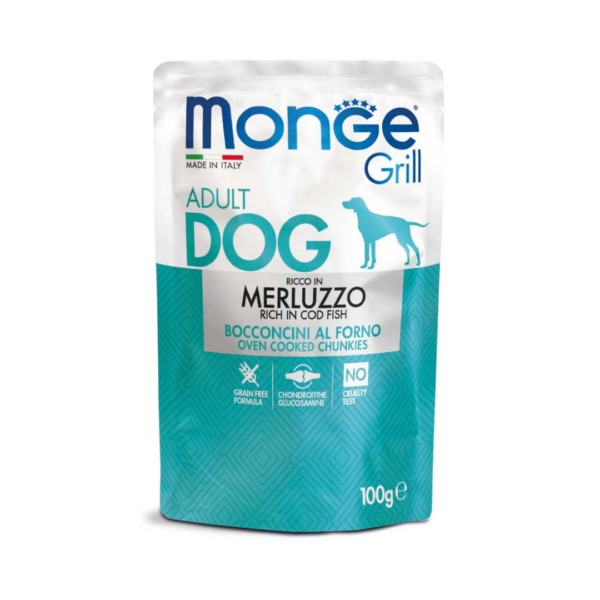Monge Grill Dog Adult Multipack Bocconcini Pollo, Tacchino, Manzo e Merluzzo - 12X100 g - immagine 3