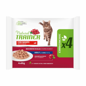 Natural Trainer Cat Adult Flow Pack Bocconcini in Salsa Manzo - 4X85 g