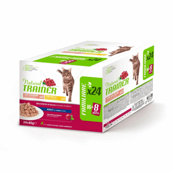 Natural Trainer Cat Adult Multipack Bocconcini in Salsa Salmone e Pollo - 24X85 g