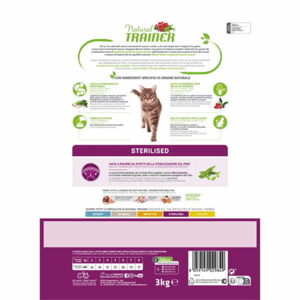 Natural Trainer Cat Daily Nutrition Adult Sterilised Salmone - 3 kg - immagine 2
