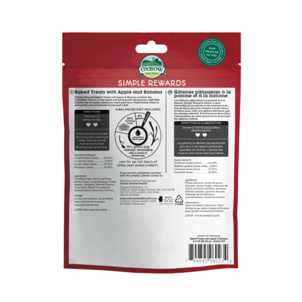 Oxbow Simple Rewards Baked Treats with Apple & Banana - 85 g - immagine 2