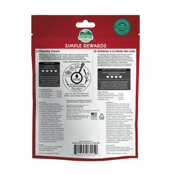Oxbow Simple Rewards Timothy Treats - 40 g - immagine 2