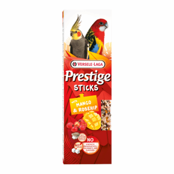 Versele-Laga Prestige Sticks Parrocchetti di Taglia Grande con Mango e Rosa Canina - 140 g