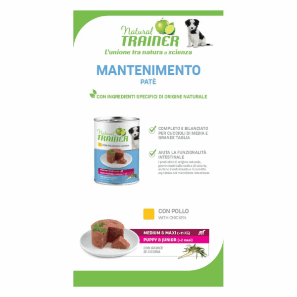 Natural Trainer Dog Medium&Maxi Puppy&Junior Pollo - 400 g - immagine 3