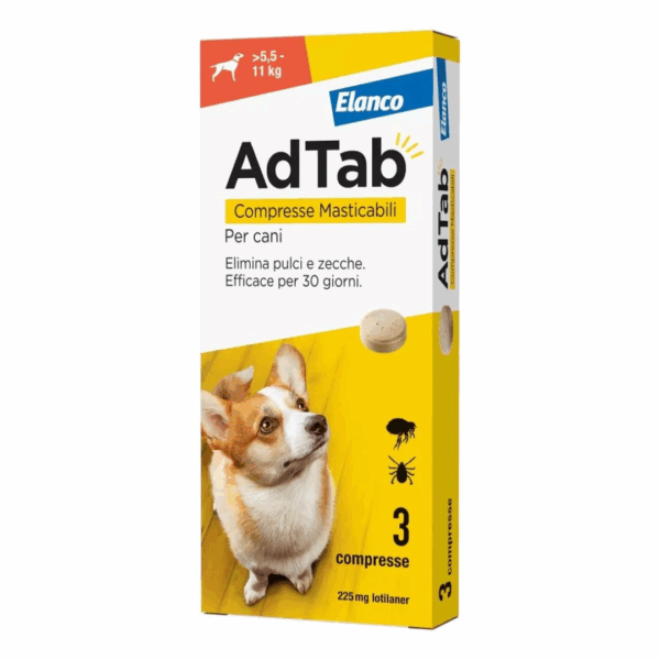 AdTab Dog Antiparassitario Compresse Masticabili (> 5,5-11 kg)- 3 pz