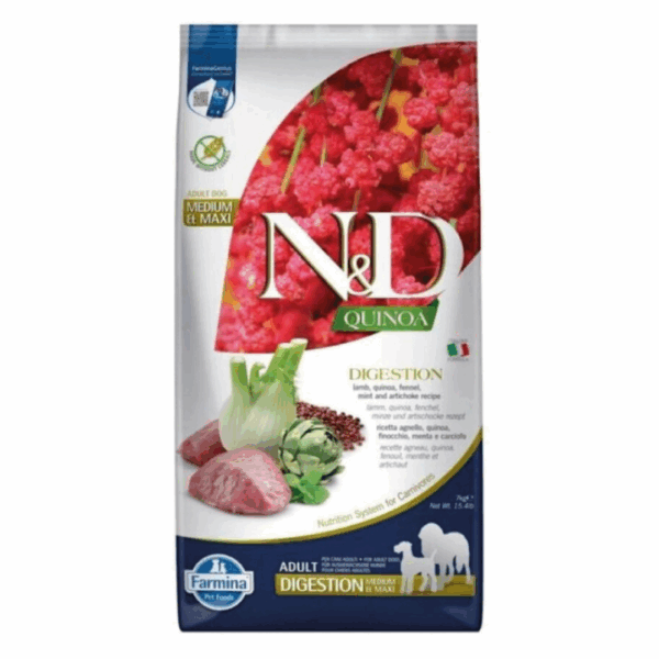 Dog N&D Quinoa Digestion Medium&Maxi Adult Agnello – 7 kg
