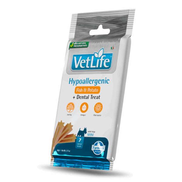 Farmina Dog VetLife Dental Treats Adult Mini Hypoallergenic Pesce e Patate - 60 g
