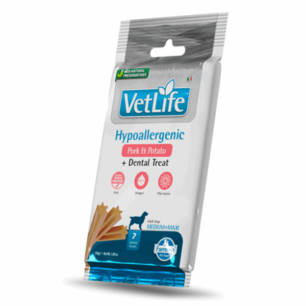 Farmina Dog VetLife Dental Treats Adult Medium&Maxi Hypoallergenic Maiale e Patate - 110 g