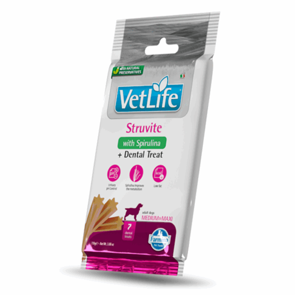 Farmina Dog VetLife Dental Treats Adult Medium&Maxi Struvite con Spirulina - 110 g