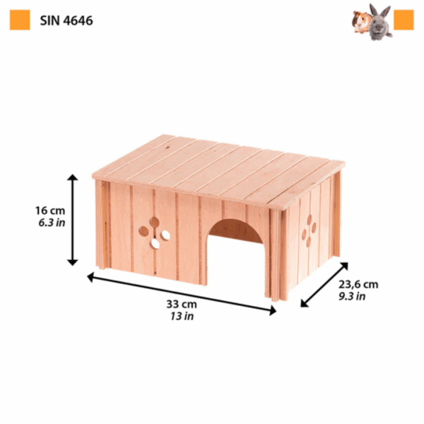 Ferplast Casetta per Conigli in Legno SIN 4646- 33 X 23,6 h 16 cm - immagine 2