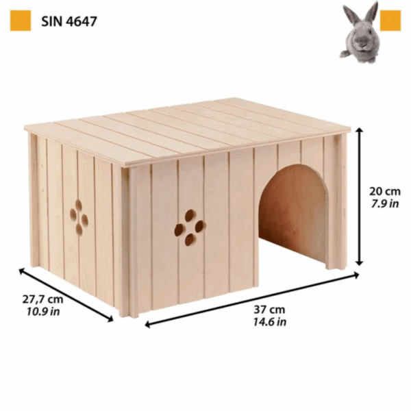 Ferplast Casetta per Conigli in Legno SIN 4647 - 37 X 27,7 X h 20 cm - immagine 2