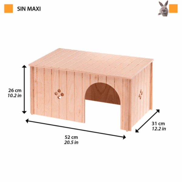 Ferplast Casetta per Conigli in Legno MAXI - 52 X 31 X h 26 cm - immagine 2
