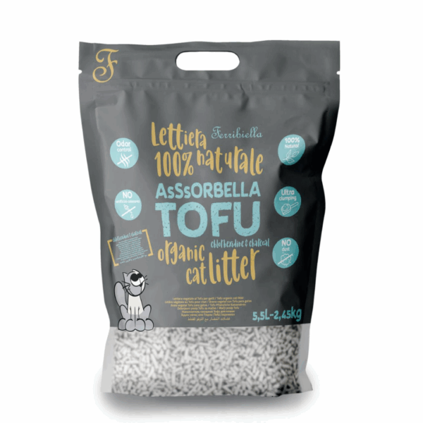 Ferribiella Assorbella Tofu Lettiera 100% Naturale per Chlorhexidine e Charcoal - 5,5 l