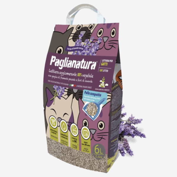 Paglianatura Lettiera Gatti Agglomerante con Fiori di Lavanda - 12 l/5 kg - immagine 2