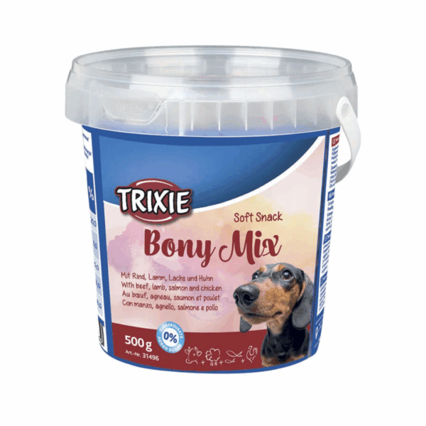 Trixie Dog Soft Snack Bony Mix con Manzo, Agnello, Salmone e Pollo - 500 g